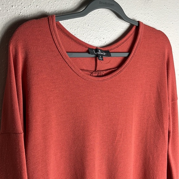 Lulus dusty rose zip to my Lou top size Small gold zip back high low - Picture 5 of 11